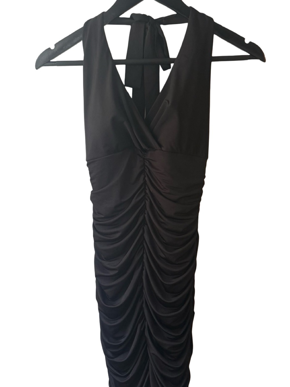 La Belle Black One-Shoulder Ruched Evening Dress